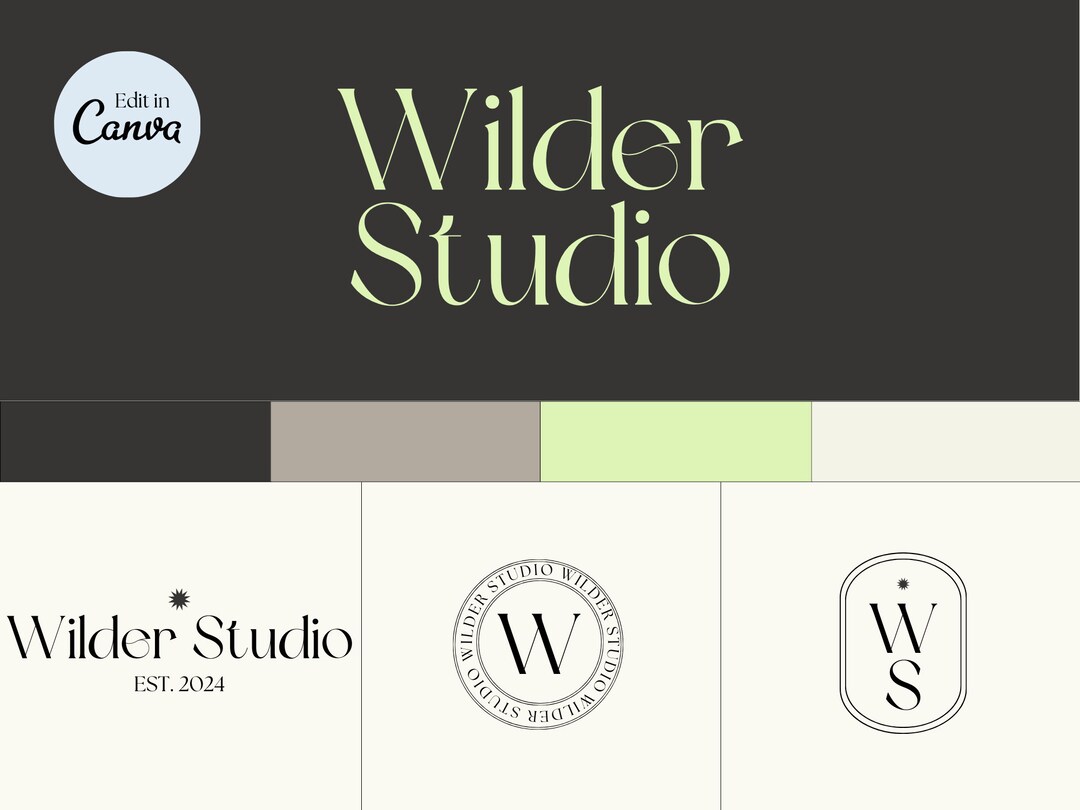 Editable Branding Kit Canva Template | DIY Color Font | Digital Logo ...