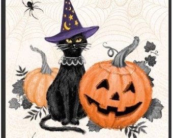 Meow-Gical Night Witch Cat panel 70290