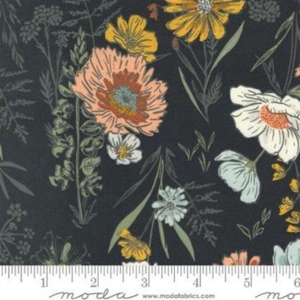 Woodland Wildflowers-Charcoal Black