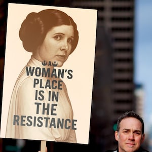 Feminist Resistance Art Poster: Rebel Woman Anti-Trump Sign