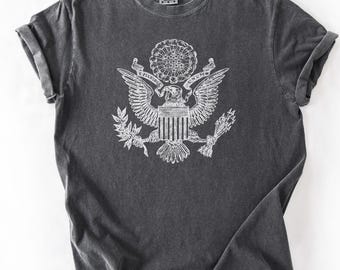 Vintage Eagle Seal Graphic Tee, E Pluribus Unum Unisex Patriotic Shirt, Classic Americana T Shirt