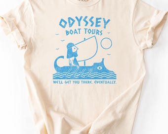 Odyssey Boat Tours Funny Greek Mythology Graphic Tee | Homer Humor Sailing Shirt