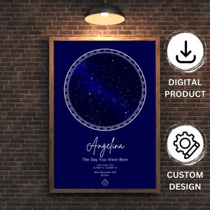 Digital personalizado mapa de estrellas diseño noche que conocimos cartel aniversario regalo noche cielo impresión mapa de estrellas cartel personalizado constelación personalizar arte
