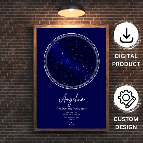 Digital Custom Star Map Design Night We Met Poster Anniversary Gift Night Sky Print Star Map Custom Poster Constellation Personalize Art