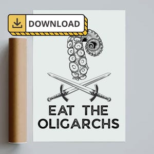 Eat the Oligarchs Protest Sign: Anti-Rich Political Art (Digital Download)