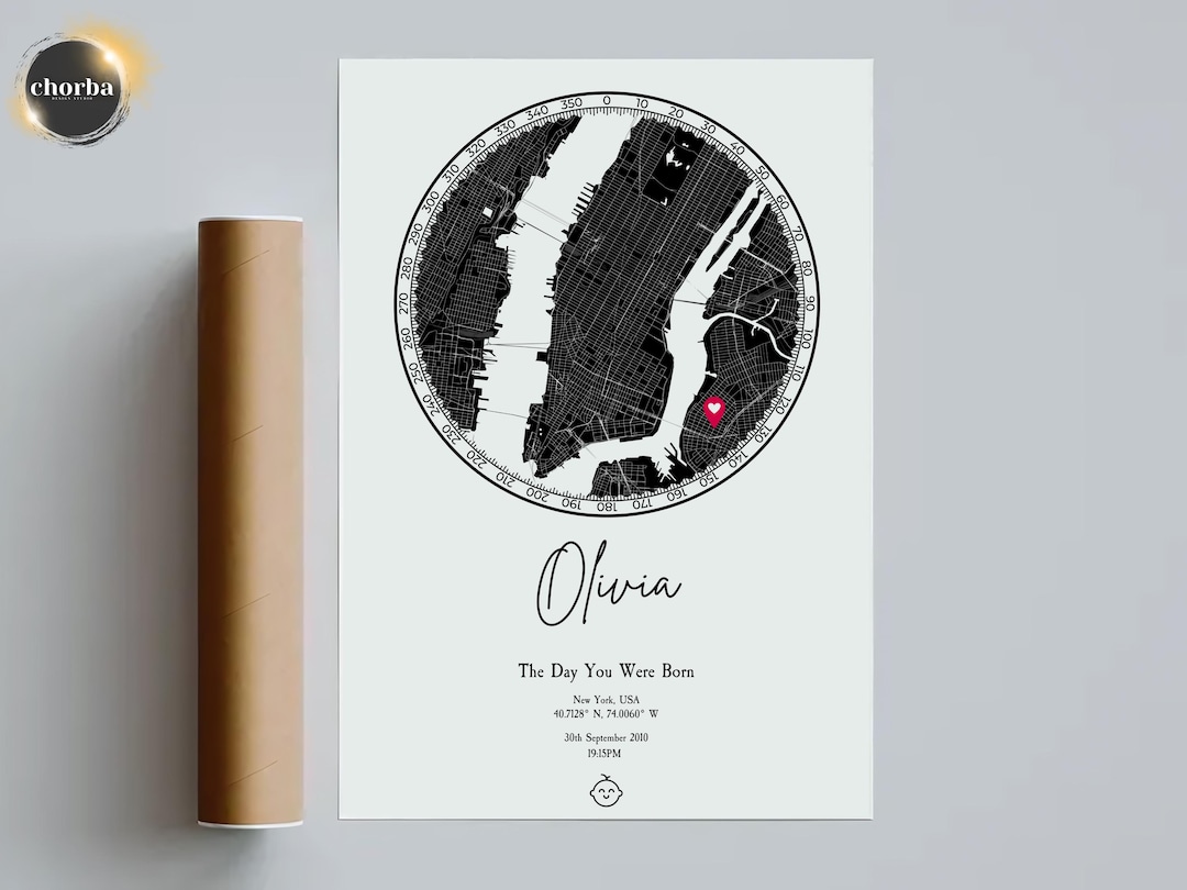 Custom Birth City Map Print: Personalized Baby Gift - Etsy