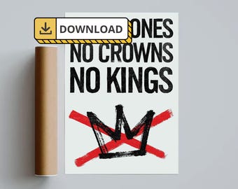 Protest Sign: No Thrones No Kings, Anti-Authoritarian Art (Digital Download)