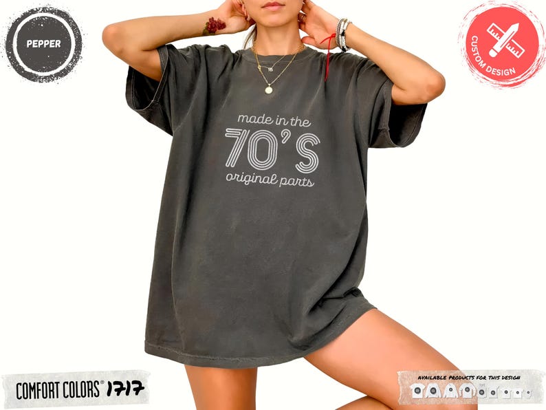 Comfort Colors® Made in the 70s Original Parts T-Shirt Birthday Gift for Gen X Vintage 70s Tee Retro Born in 70s Shirt Funny Old Age Shirt