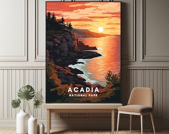 Acadia National Park Art Print: Coastal Sunset Landscape