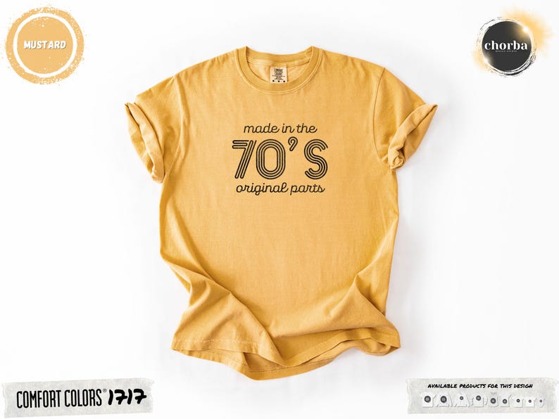 Comfort Colors® Made in the 70s Original Parts T-Shirt Birthday Gift for Gen X Vintage 70s Tee Retro Born in 70s Shirt Funny Old Age Shirt