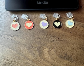 Heart Kindle Dust Plug Charm, Bookish Accessory