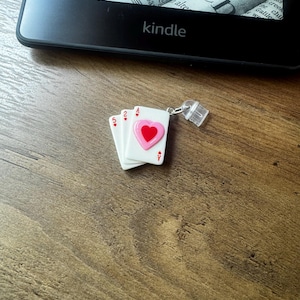 Cards Kindle Charm, Dust Plug Charm, Kindle Plug Charm, Bookish