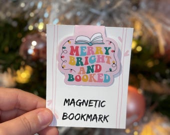 Merry Bright and Booked Magnetic Bookmark