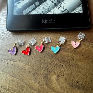 Dainty Heart Kindle Charm, Dust Plug Charm, Kindle Plug Charm, Bookish