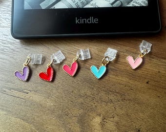 Dainty Heart Kindle Dust Plug Charm: Bookish Accessory