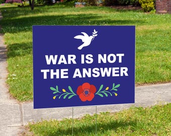 Anti-War Yard Sign: Red Poppy Peaceful Protest Lawn Decor