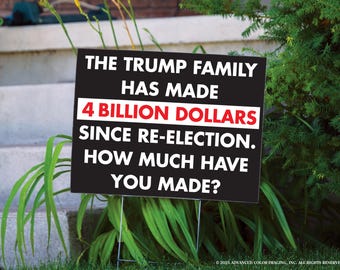 Trump Profits Yard Sign | Anti-Trump Protest Art | Political Lawn Decor | Bold Political Statement