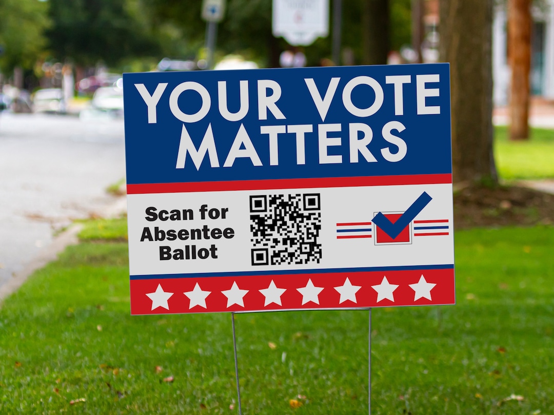 Your Vote Matters QR Code Yard Sign Voter Registration QR Code State