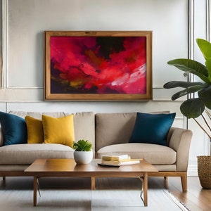 Abstract Red Painting Wall Printable Art Watercolor Painting Digital ...