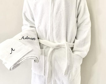 Peignoir de bain Adulte personnalisé (Couleur Blanc, Taille Unique et taille Xl) Cadeau homme et femme
