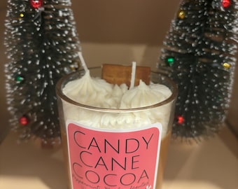 Candy Cane Cocoa - 10 oz soy wax candle with whipped topping -  Peppermint Mocha Scented