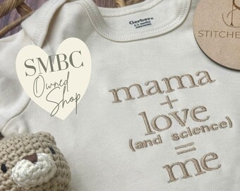 Mama + Love (and Science) = Me Gerber Onesie®  SMBC Baby Outfit IVF IUI Donor Conceived Embroidered Bodysuit  Single Mom by Choice Gift