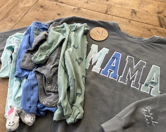 Sudadera conmemorativa para bebé con aplique de mamá, abuela, mimi, nana, gigi, camiseta para mamá, regalo del Día de la Madre para mamá primeriza, personalizada.