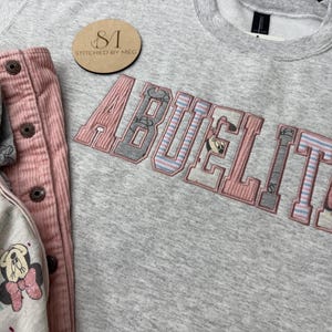 Embroidered Baby Outfit Keepsake Appliqué Sweatshirt Mama Grandma Abuela Abuelita Grandpa Dad