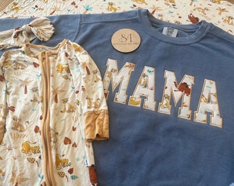 Custom MAMA Little Sleepies embroidered sweatshirt  baby keepsake outfit onesie