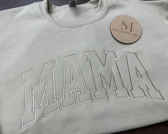 Custom Embroidered Mama Sweatshirt: Personalized Mom Gift with Kids Names