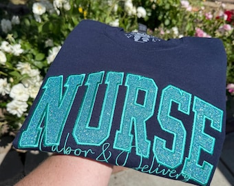 Anpassad personlig glittersjuksköterska-tröja för neonatalvård för sjuksköterskor, NICU L&D-examensgåva