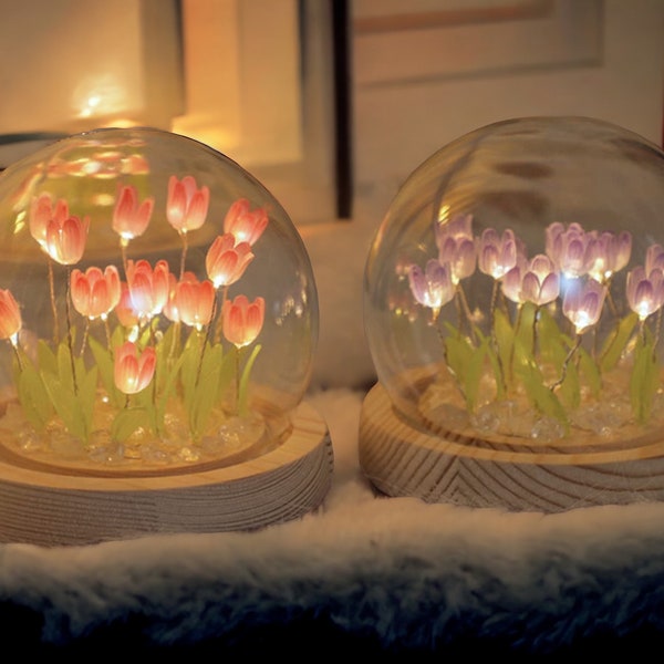 Tulip lamp Handmade Eternal Nightlight - DIY Bedside Lamp, LED Bedroom Decor, Table Lamp -  your coffee table bedroom kitchen counter gift