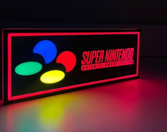 Super Nintendo Logo Decorative Light Retro Gaming Style for SNES