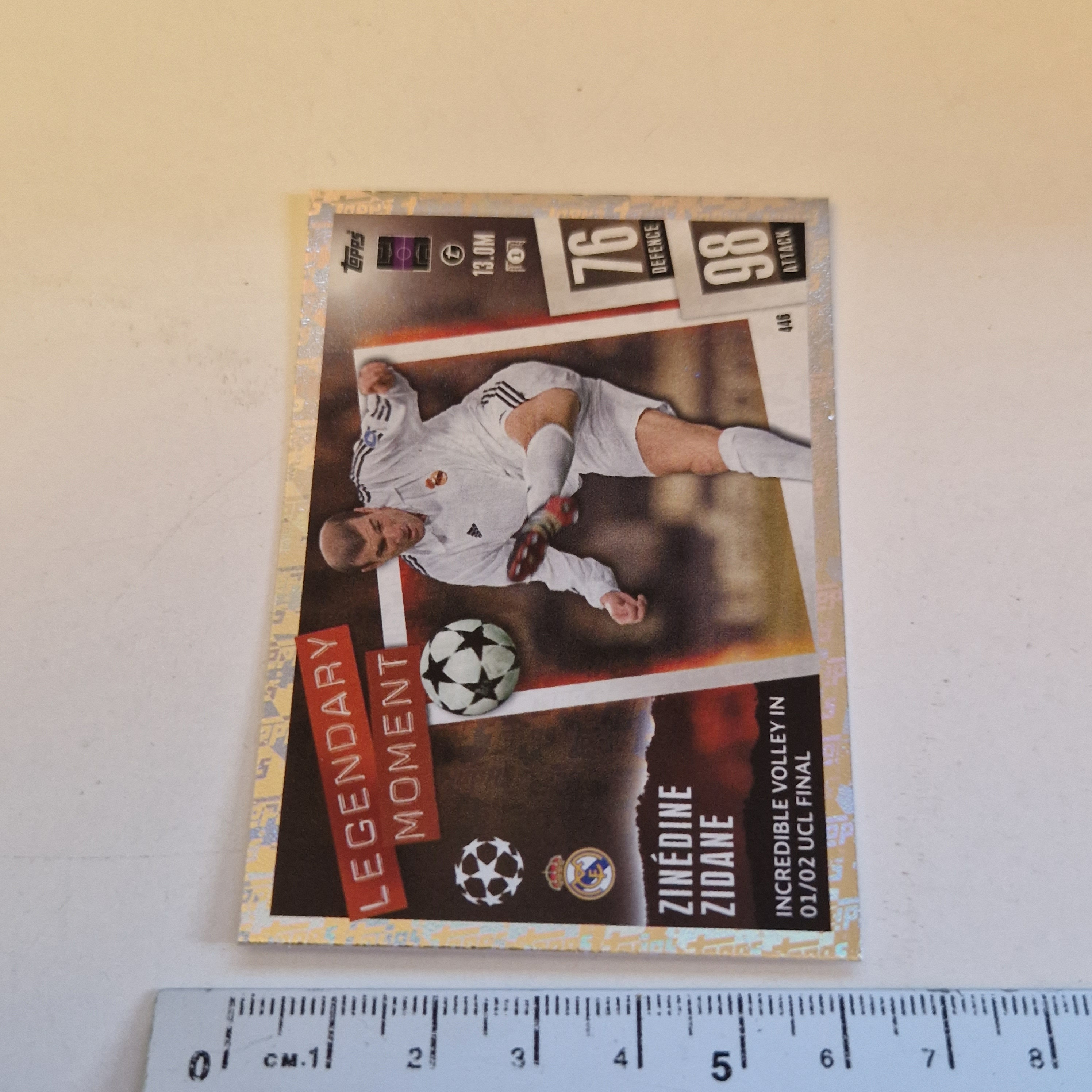 Zinedine Zidane legendary Moment, Topps Match Attax Soccer 2024. Soccer 