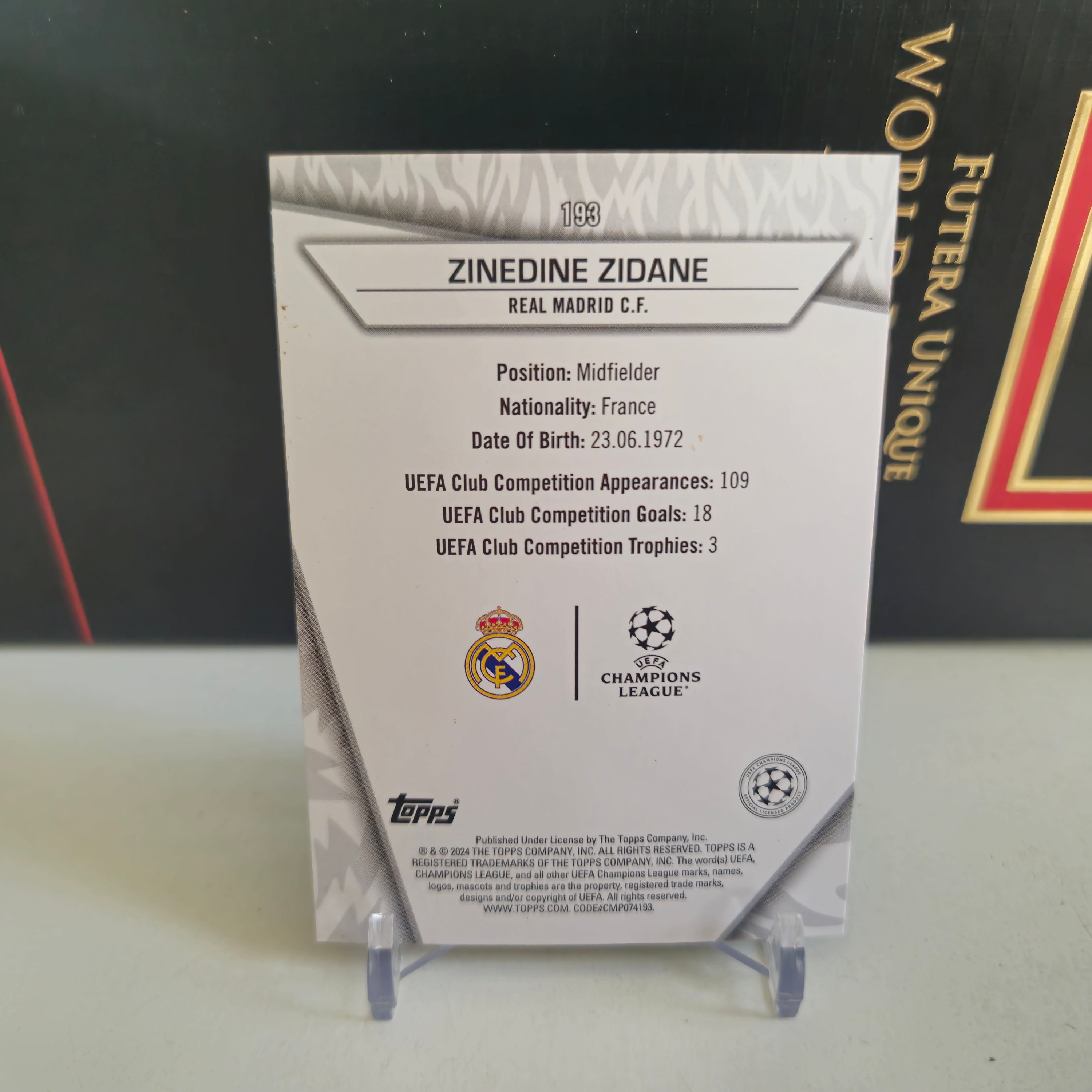 Zinedine Zidane Topps Superstars 2023. Real Madrid. Soccer Card