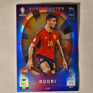 Rodri "Euro Master Limited Edition", Topps Match Attax Euro 2024. España. Cromos de fútbol. Cromos coleccionables. Envío combinado.