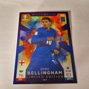 Jude Bellingham « Wonderkid Limited Edition », Topps Match Attax Euro 2024. Angleterre. Carte de football. Carte à collectionner. Expédition combinée. Lisez les informations.