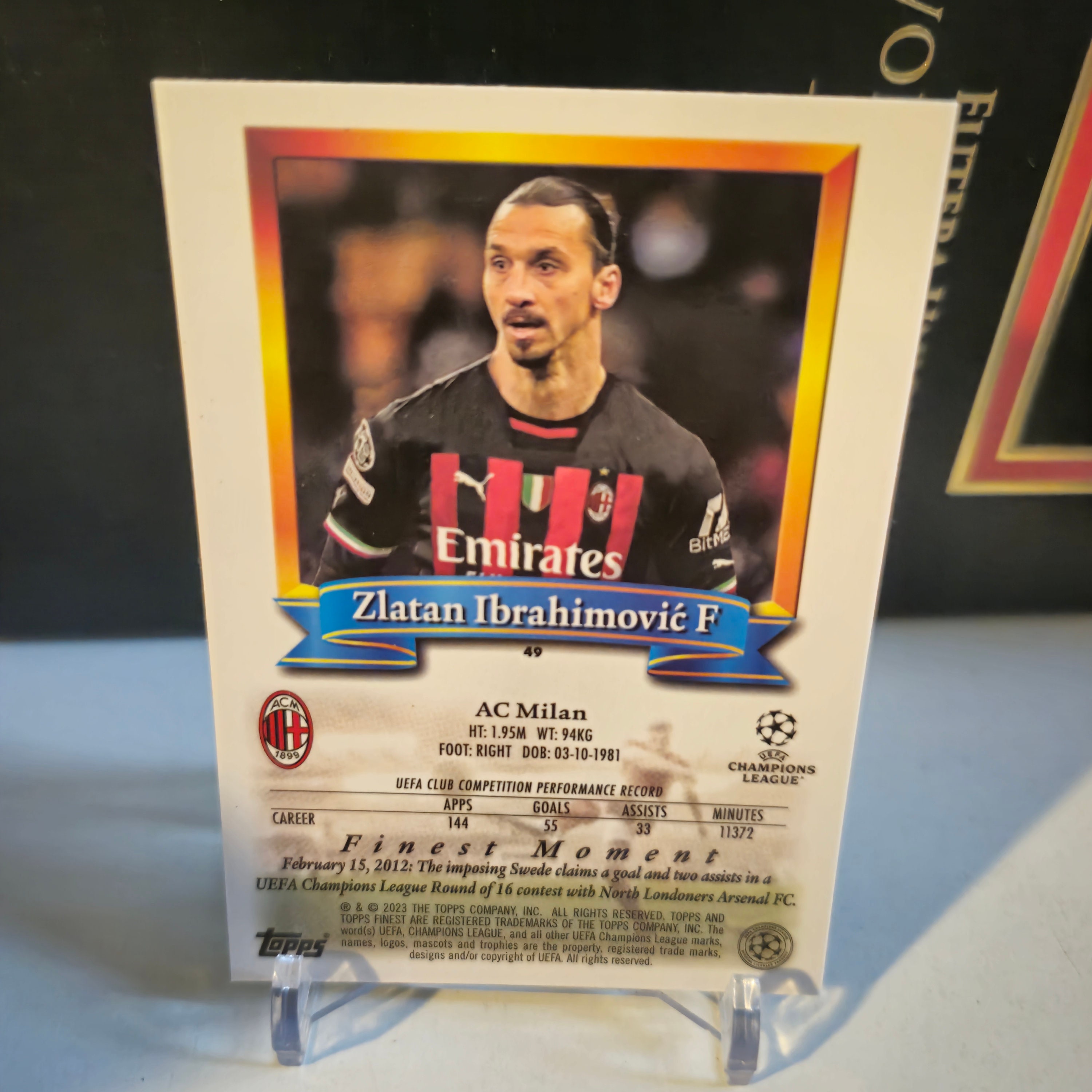 Topps Finest ズラタン・イブラヒモビッチ カード ズラタン・イブラヒモビッチ Topps Finest 2022。ACミラン。サッカー