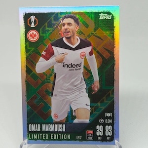 Omar Marmoush "Limited Edition", New Topps Match Attax 2024/2025. Soccer card. Trading card. Combined shipping. Read info.