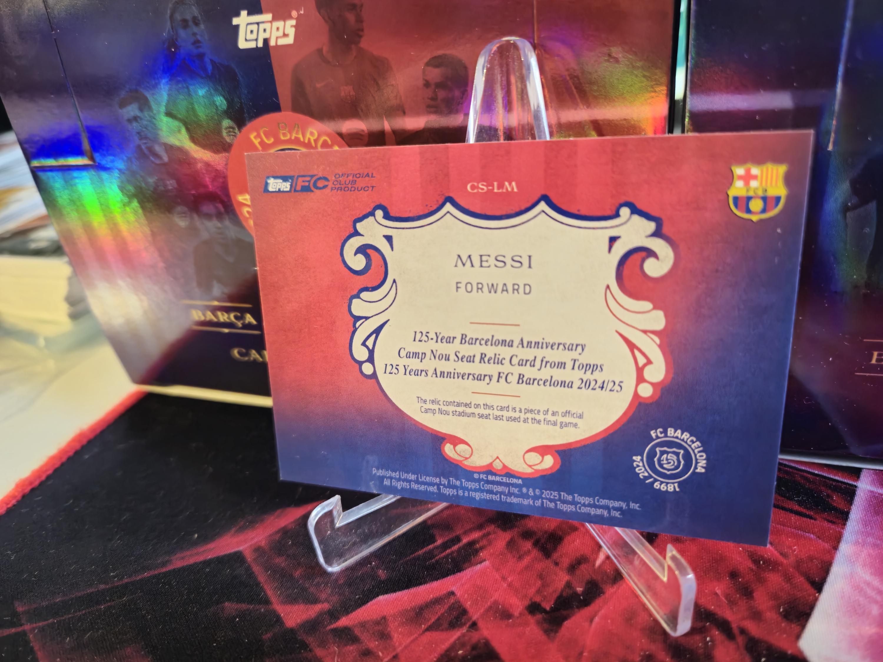 MESSI, Topps FC Barcelona 125 Years Anniversary - RELIC Seat Camp Lionel Messi FC Barcelona Relic Card