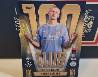 ERLING HAALAND &quot;100 Club&quot; Topps Match Attax Fussball 2024. Fussball Karte.&quot; Sammelkarte. Neue Match Attax 2024. Kombiversand.