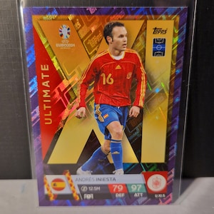 Andres Iniesta « Purple » « XI Ultimate », Topps Match Attax Euro 2024. Espagne. Carte de football. Carte à collectionner. Expédition combinée. Lisez les informations.