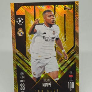 Kylian Mbappe « 100 Club », nouveau classement Topps Match 2024/2025. Carte de football. Carte à collectionner. Expédition combinée. Lisez les informations.