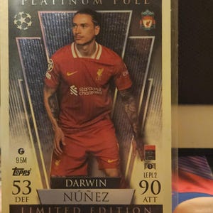 Darwin Nunez « Platinum Pull Edition », nouveau Topps Match Attax 2024/2025. Carte de football. Carte à collectionner. Expédition combinée. Lisez les informations.