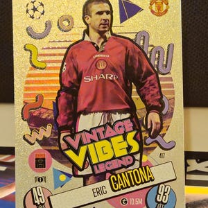 Eric Cantona "vintage Wibes", nouveau Topps Match Attax 2024/2025. Carte de football. Carte à collectionner. Expédition combinée. Lisez les informations.