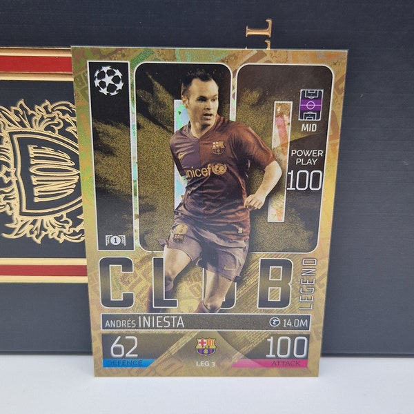 Andres Iniesta "100 Club", Topps Match Attax Soccer 2022/23. Soccer card. Trading card. Combined shipping.