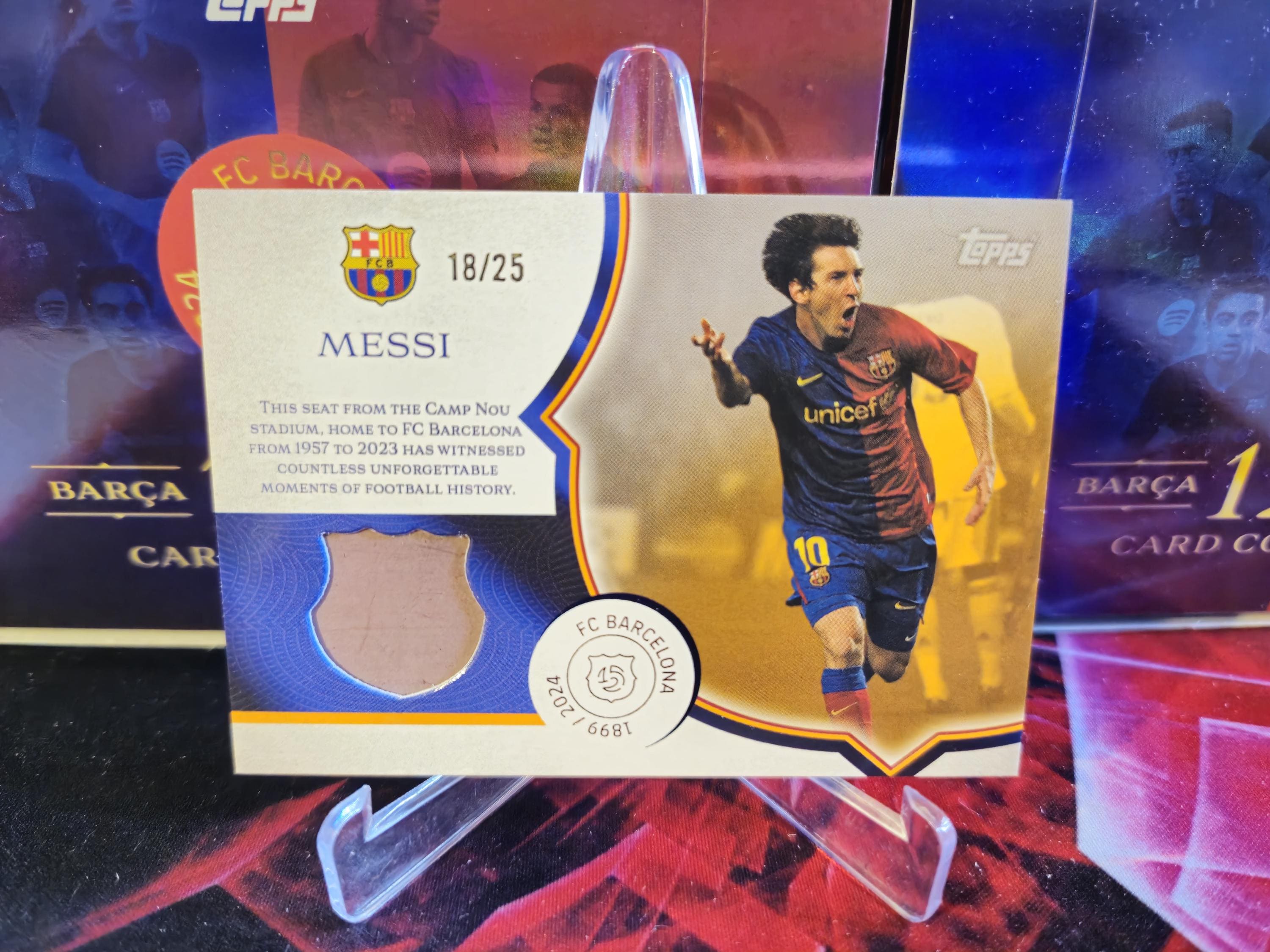 MESSI, Topps FC Barcelona 125 Years Anniversary - RELIC Seat Camp