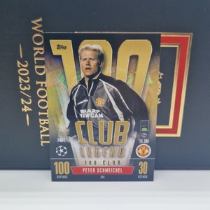 Peter Schmeichel « 100 Club », Topps Match Attax Extra 2024. Carte de football. Carte à collectionner. Expédition combinée. Lisez les informations.