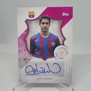 Autógrafo de Sylvinho /99ex, Topps FC Barcelona 125.º aniversario 2024. Tarjeta de fútbol. Envío combinado.