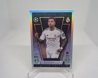 Rodrygo "Platinum Pull Edition", New Topps Match Attax 2024/2025. Real Madrid. Soccer card. Combined shipping. Read info.